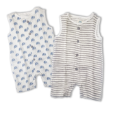 Cina Maree 2Pc Pack 100% Organic Cotton Rompers Natural Herbal Dyes (0-3Months)