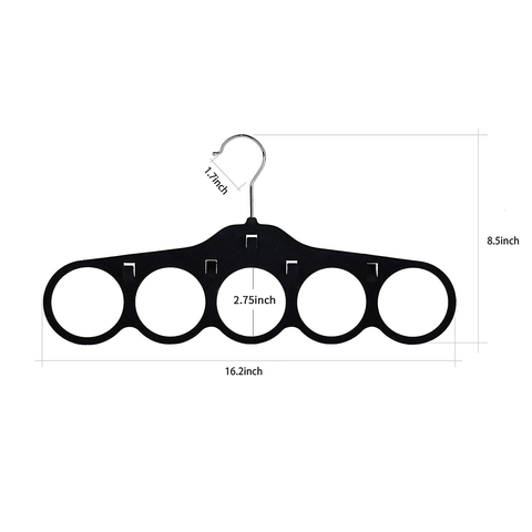 Willow 10Pc Pack Scarf Hanger Organizer, for Belt, Tie, Mufflers & Accessories (Black)