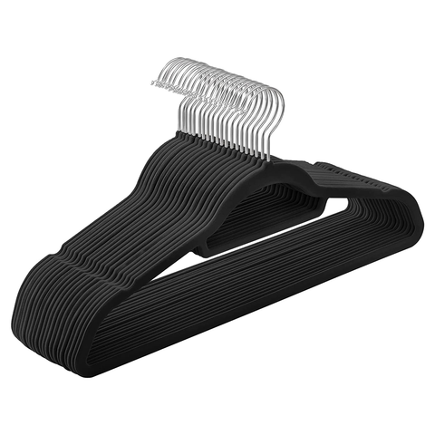 Willow Velvet Hangers, Non-Slip with Tie Bar and 360° Swivel Hook (Set of 50) - White