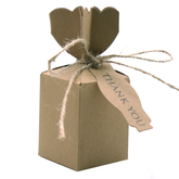 Kraft bow-knot Cardboard Gift Boxes for Wedding Favors with Twine & Thank You Card 10x9 Cms (12Pc Pack) - Willow- Willow