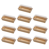 Rectangular Kraft Paper Sandwich Wrapping Boxes with Plastic Clear Lids 10Pc Pack - Willow