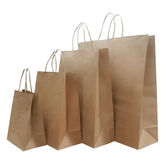Twisted Handle Brown / White Kraft Paper Bags with 4 Col Print for Restaurants (100gsm) 10000Pcs