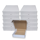 Kraft Paper Box White Corrugated Carton 26 x 26 x 6 Cm (10Pc Pack) - Willow