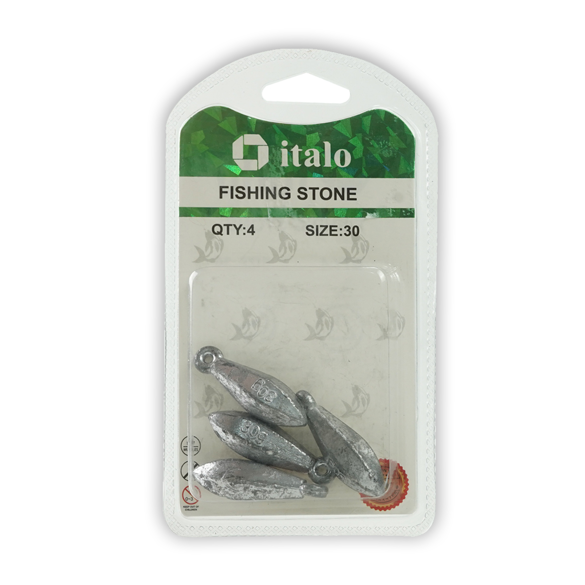 Fishing Stone Round Shape Sinker Pack of 6pcs - Size 20 - Italo