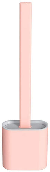 Silicone Toilet Brush with Base Rubber Head Holder Wall-mounted Cleaning Brush