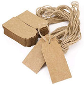 WILLOW 100 pcs Kraft Paper Tags, with Jute Twine Brown Rectangle kraft Hang Tags