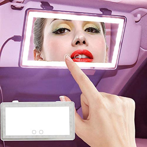 Olmecs Car Sun Visor Vanity Mirror, Rechargeable Makeup Mirror with 3 Light Modes & 60 LEDs