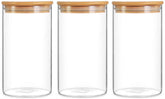 Willow Glass Storage Jar,Kitchen Food Containers with Bamboo Lid 3 pack (650ML)
