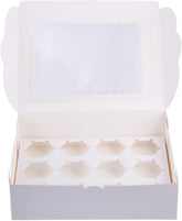 Willow White Paper Cup Cake Box for Home Dessert Shop 12 Cavities (12 Pc Pack)