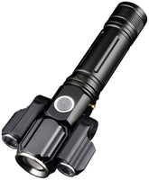 Gluckluz Flashlight LED Bright Tactical Flash Light with 3-Head Torch for Cycling Hiking Riding Camping Outdoor