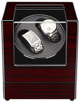 Double Automatic Watch Winder, Wood Turning Double Watch Display Storage Box Case