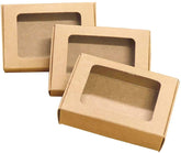 24 PCS Brown Kraft Cardboard Drawer Boxes with Clear Window Candies, Chocolates, Party Gifts - 14x11x6cm