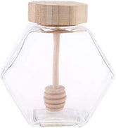 10 Pcs Glass Storage Jar, Multifunctional Mini Hexagonal Glass Honey Jar Reusable Storage Bottle 220ML