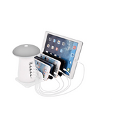 5 Ports USB Desktop Charging Station Quick Charge 3.0 With LED Mushroom Table Lamp - SquareDubai