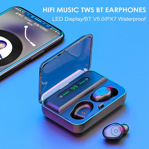 F9 Bluetooth 5.0 True Wireless Bluetooth Earphones TWS Earbuds with Digital Display Stereo Music Headphones
