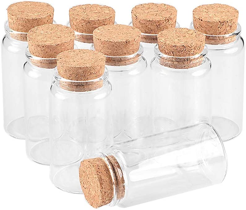 12pcs 80ml Transparent Clear Glass Bottles Jar with Cork Tops for DIY Art Crafts