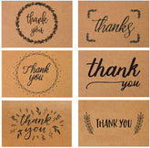 WILLOW 60Pcs Retro Kraft Paper Thank You Cards Greeting Card with Envelopes
