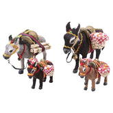 Faux Fur Donkeys Set Of 4 - Multi Color - Daweigao
