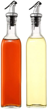 Vinegar and Olive Oil Dispenser Glass Bottle with Lever-Release Snap Lids for Controlled Pouring 2 Pack