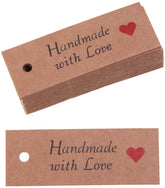 100Pcs Kraft Gift Wrapping Tag Baking Tags Handmade Love Printed Baking Tag For Gift Package - WILLOW