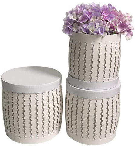 White Color Flower Box Cylinder Party Gift Boxes 3Pcs Set