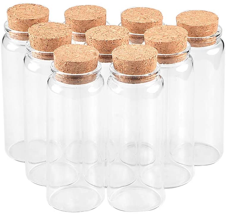 12pcs 100ml Transparent Clear Glass Bottles Jar with Cork Tops for DIY Art Crafts