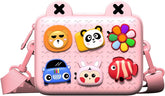 Emma Kids Crossbody Purse for Toddler Girls, with Cute DIY Carton Decoration Tag Stickers - Pink