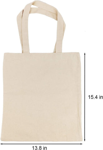 Natural Canvas Tote Bags Reusable Grocery Bags (33 x 38 Cms) 12 Pcs - Willow