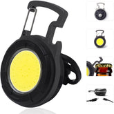 Olmecs COB Keychain Torch, 500 Lumens LED Rechargeable Torch, 4 Light Modes Portable Charging Light With Folding Stand Bottle Opener And Magnet Base