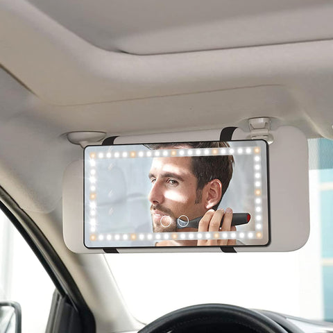 Olmecs Car Sun Visor Vanity Mirror, Rechargeable Makeup Mirror with 3 Light Modes & 60 LEDs