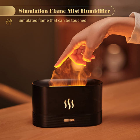 3 in 1 Stimulation Flame Humidifier Night Light Aroma Quiet Desk Top USB Humidifier - White