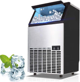 Commercial Ice Maker, Stainless Steel, LED Display, Adjustable Thickness, Great for Pub, Restaurants, Hotels, Coffee Shops