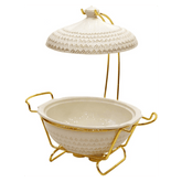 Liying Porcelain Food Warmer Round 11 inches Diameter, White