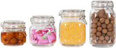 Willow Airtight Glass Canister Set of 4 with Lids Food Storage Jar Round - Storage Container with Clear Preserving Seal Wire Clip