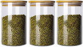 Willow Glass Storage Jar,Kitchen Food Containers with Bamboo Lid 3 pack (1000ML)