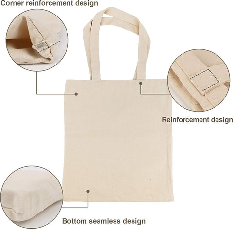 Natural Canvas Tote Bags Reusable Grocery Bags (33 x 38 Cms) 12 Pcs - Willow Natural Canvas Tote Bags Reusable Grocery Bags (33 x 38 Cms) 12 Pcs - Willow