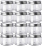 12 Pc Pack Clear Plastic Jars Containers with Screw On Lids (7x5Cms) - Willow