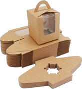 Kraft Cupcake Boxes, with Window Insert and Handle (Pack of 50) - Willow