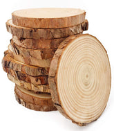 Unfinished Natural Wood Slices Circles with Tree Bark Log Discs for Decor, 12Cms (12Pc Pack)