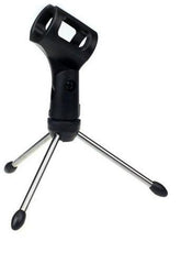 Desktop Microphone Stand Table Mini Mic Clip Tripod Holder with Double-Net Pop Filter - SquareDubai