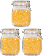 Willow Airtight Glass Canister Set of 3 with Lids Food Storage Jar Square with Clear Preserving Seal Wire Clip Fastening (1000ml)