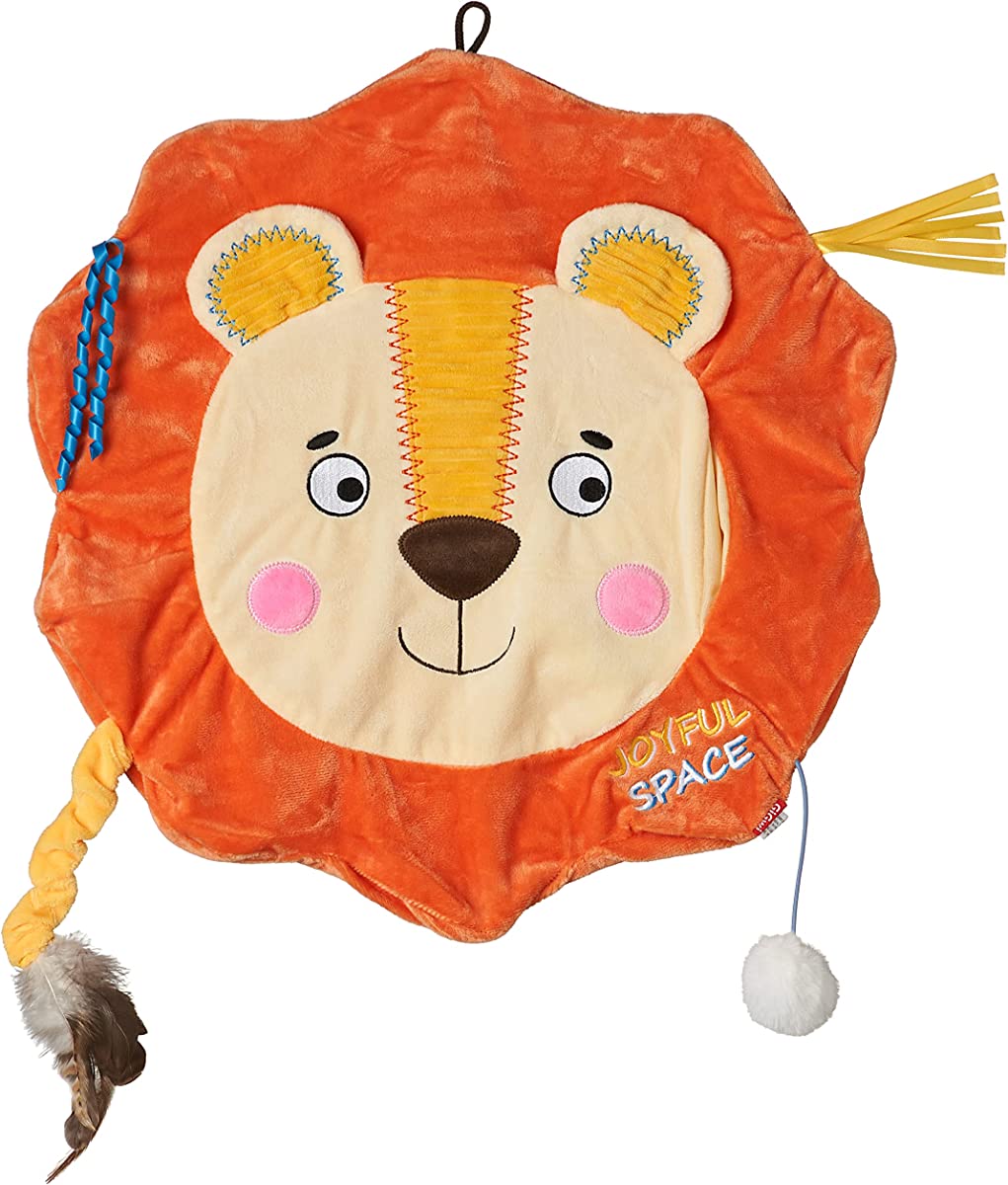 Cat Play Mat Lion with Crinkle Paper & Catnip Bag - Naturally For Pets