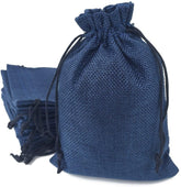 Willow 48Pcs Burlap Bags with Drawstring Gift Jute bags Included Cotton Lining (BLUE, 10X14)