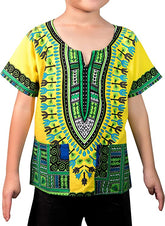 Children Traditional Colourful African Dashiki Thailand Style with Shorts (Yellow) - Tribe