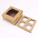 Willow Kraft Paper Cup Cake Box for Home Dessert Shop 4 Cavities (10Pc Pack)