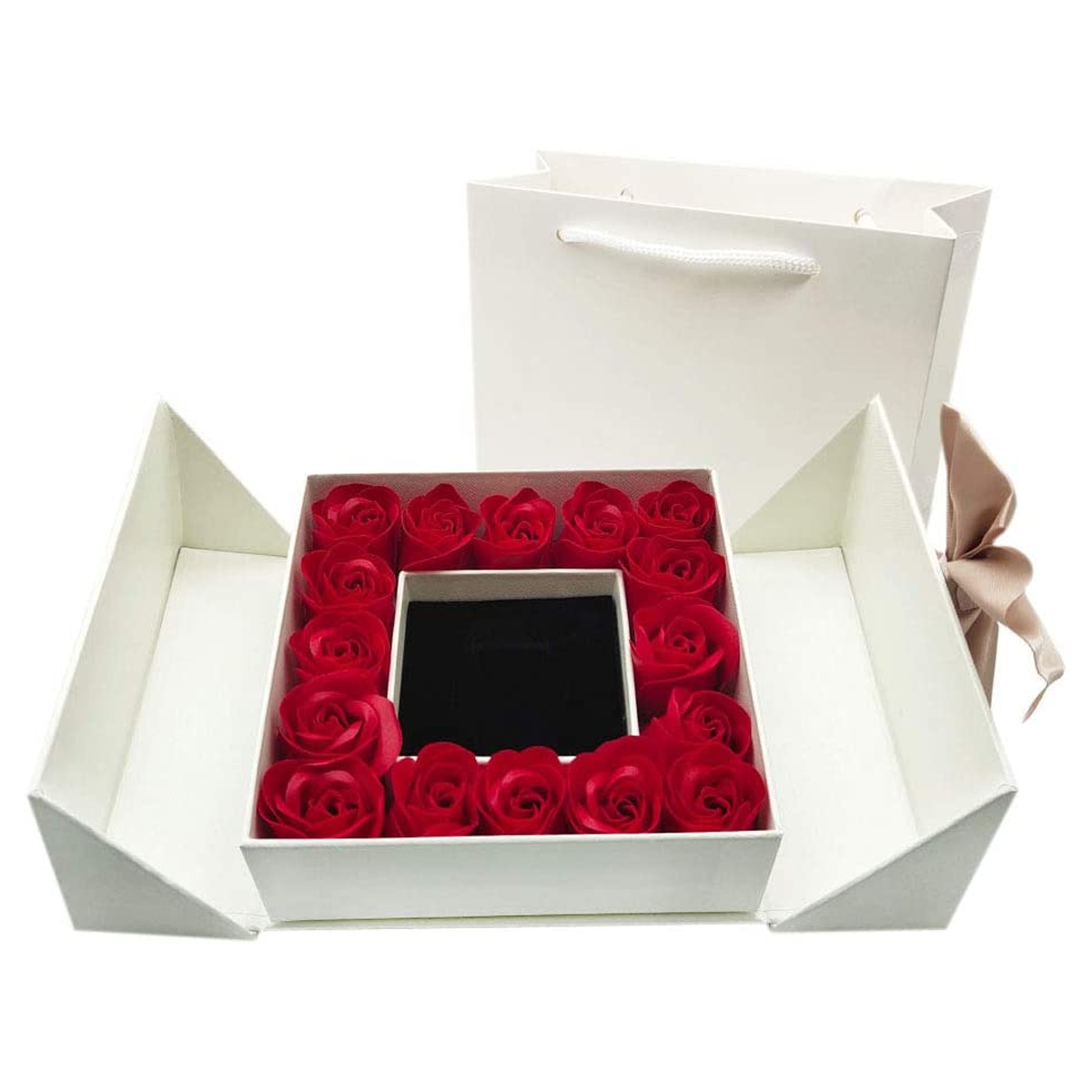 Olmecs Romantic Rose Jewelry Gift Box, with Small Carry Bag for Valentine Day or Wedding Day