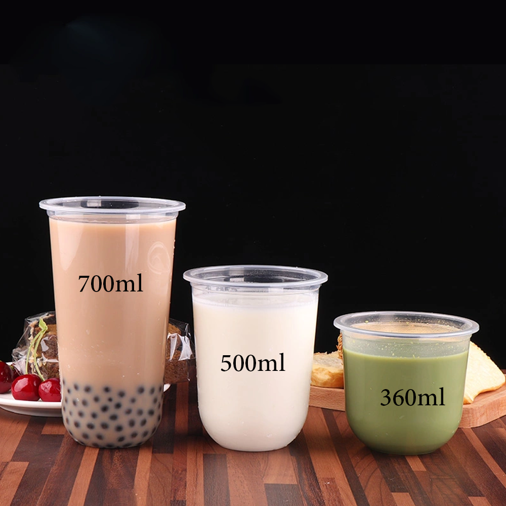 16 oz clear U shaped milk tea Juice cold coffee plastic cups with