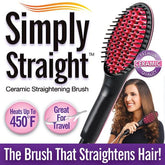 Simply Straight Ceramic Hair Straightening Brush, Black/Pink
