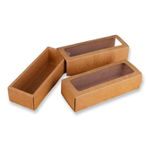 12 Pcs Rectangle Brown Kraft Boxes with Clear Window Flower Chocolates Gift Party Favors - 27x12x5cm - Willow