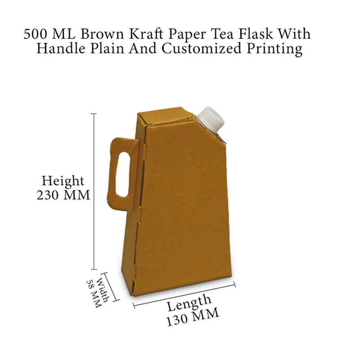 Willow 1000ml Brown Kraft Paper Tea Flask With Handle (50 Pc Pack)